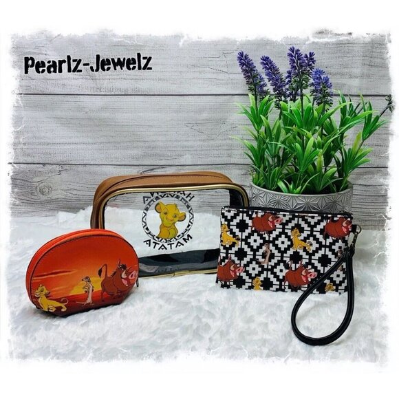 Loungefly Disney Lion King Simba Hakuna Matata MakeUp Cosmetic Bag 3 pc set-NEW - Picture 7 of 11